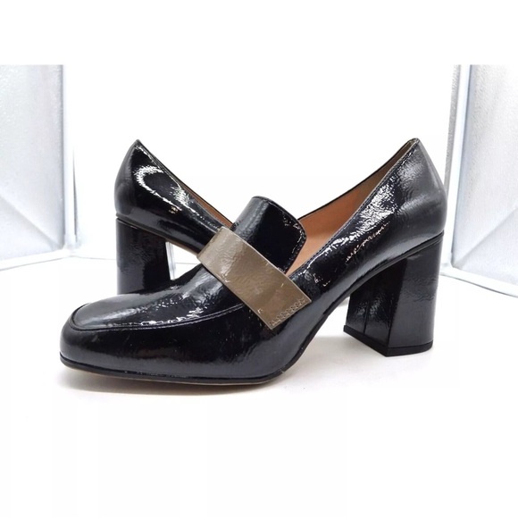 Franco Sarto “Kaylee” faux-Patent Leather Pumps 8.M, Black/Taupe - Picture 1 of 8